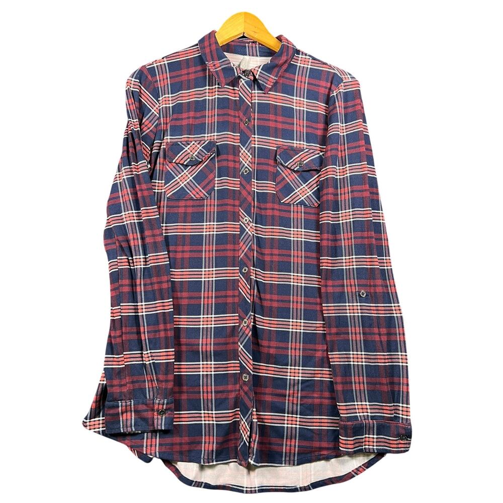 Vanity Men Plaid Flannel Shirt Medium Casual Long Sleeve Button Up Red Black
